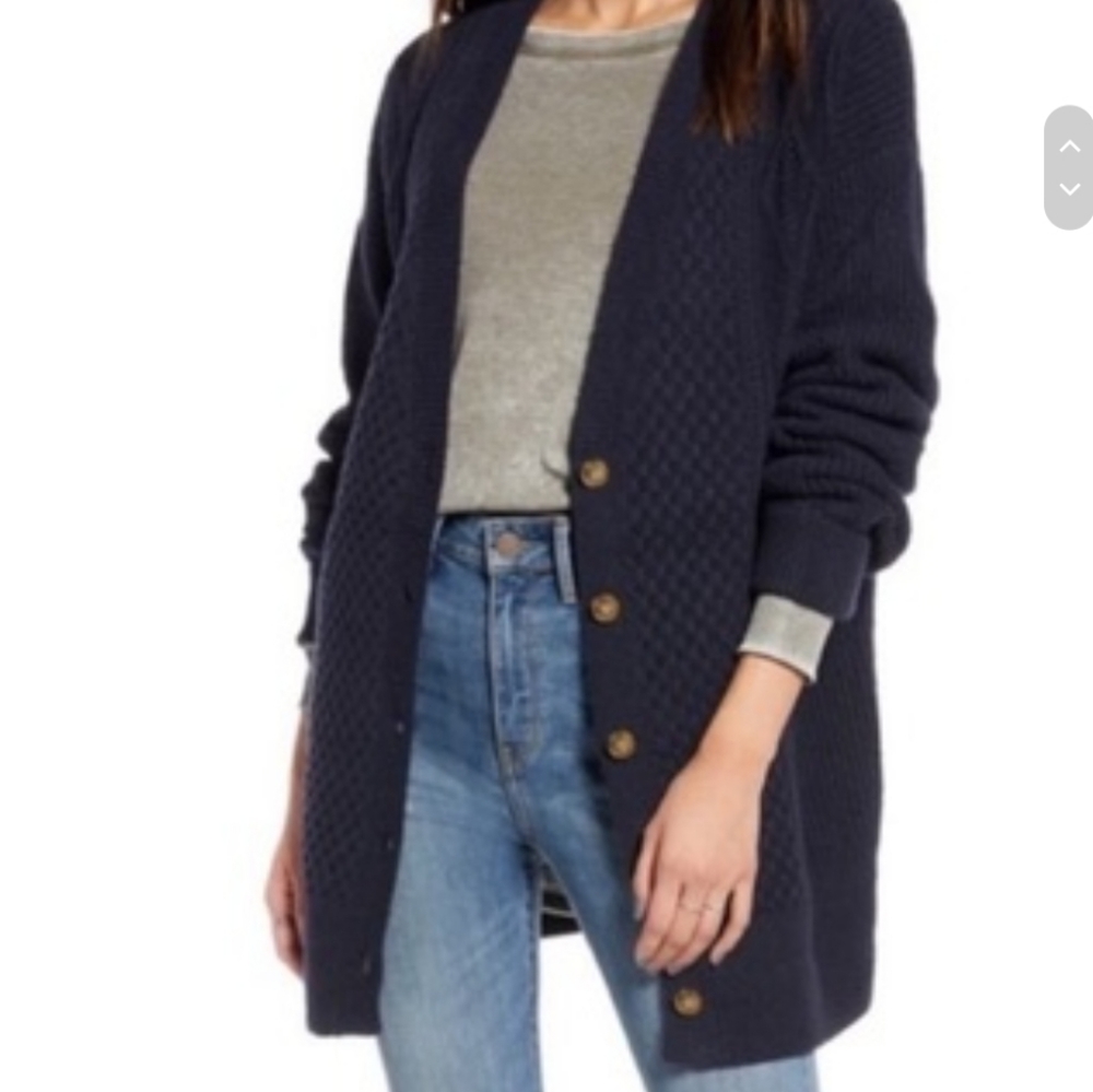 TREASURE & BOND Cable Cardigan Navy Night SZ S NWT